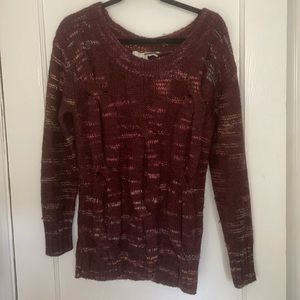 Small maroon sweater with multi colored marling